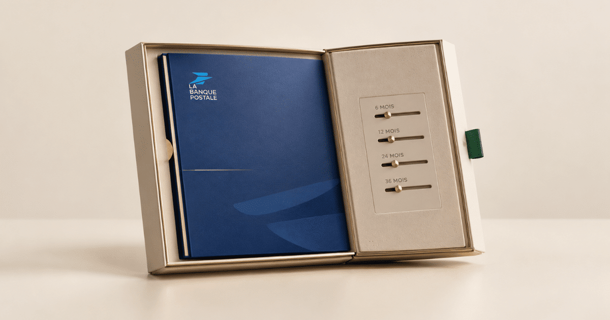 Coffret de compte à terme La Banque Postale avec des curseurs de durée de 6, 12, 24 et 36 mois
